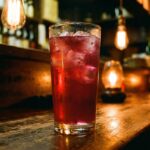 Baisu Sour: The Drink Almost Nobody Outside Tokyo Has Heard Of A glass of bai sour on a dark izakaya counter — deep pink-red color, ice inside, condensation on the glass. No garnish. The color is the thing. It looks unusual. It is unusual.